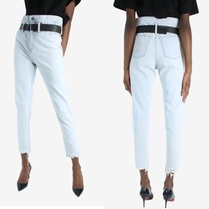 IRO Aven Belted Paper Bag Denim Jean Distressed Hem Size 29